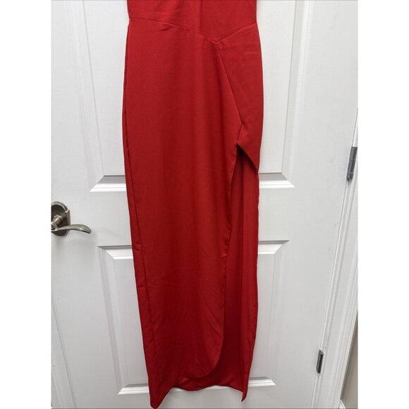 New Mac Duggal Size 0 Red 27434 spaghetti strap Cutout High Slit V-Neck Gown - Picture 6 of 12